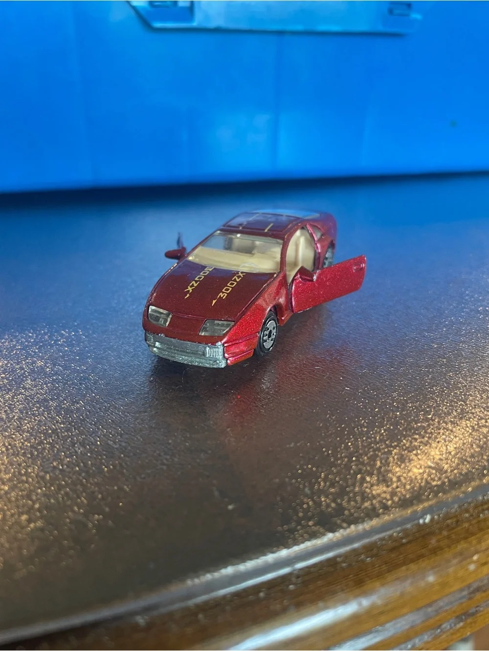 Vintage Hot Wheels 1989 Nissan 300ZX Rare Metal Flake RED Doors Open Loose